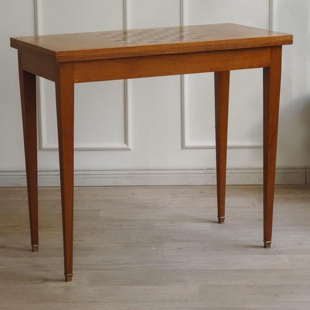 Vintage Game Table with Chessboard and Leather Top For Sale - Image 11 of 17