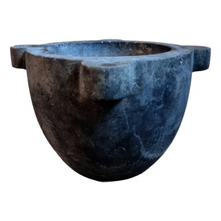 Antique French Black Marble Mortar, 19th Century For Sale