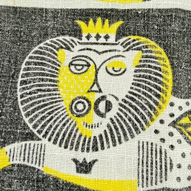 From the designer Georges Briard, a Mid-Century era Lion tea towel. Silk-screen on linen. Georges Briard created award-...