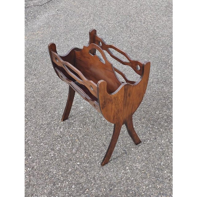 Mid 20th Century Mid 20th Century Vintage Georgian Style Wood Magazine Rack For Sale - Image 5 of 9
