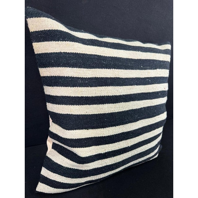 Contemporary Turkish Hemp Pillow Cushion Natural Beige Black Pillow Cushion Cover 24x24 For Sale - Image 3 of 4