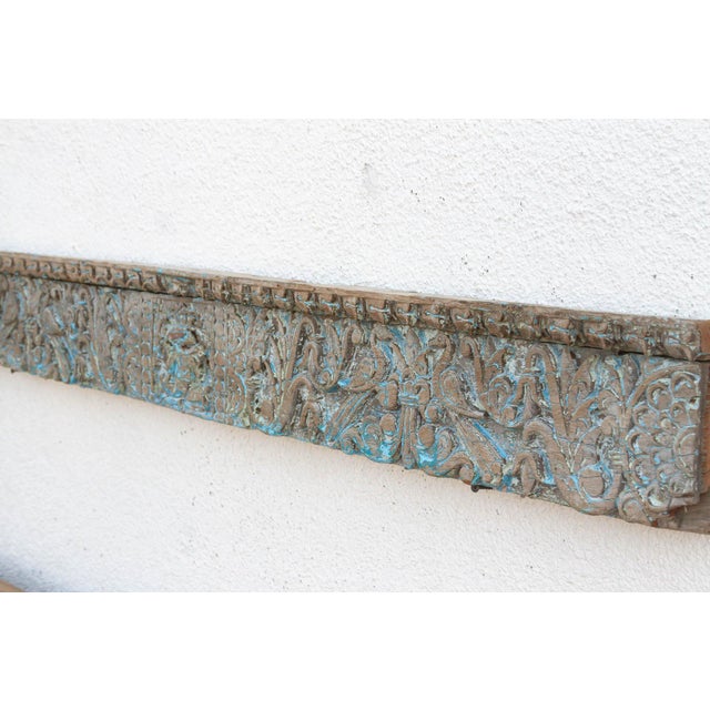 Antique Blue Ganesha Carved Lintel Panel For Sale - Image 4 of 8