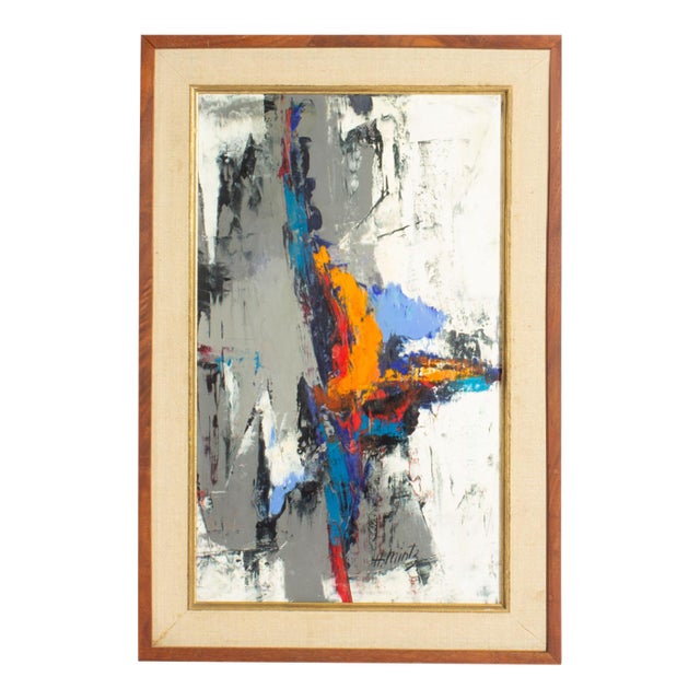 Abstract Oil on Board Painting by Harry Mintz For Sale