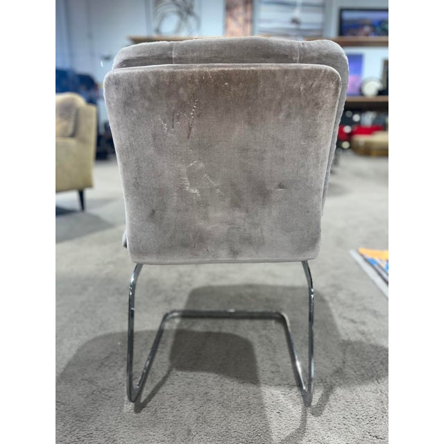 Roche Bobois 1975 Roche Bobois Gray Tufted Velvet Cantilever Chairs- Set of 2 For Sale - Image 4 of 12