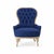 This antique English armchair newly upholstered in rich ink Ralph Lauren glazed linen. The sculptural high back features...