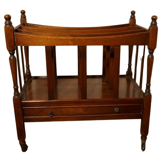 English Walnut Canterbury Magazine Stand For Sale - Image 9 of 9