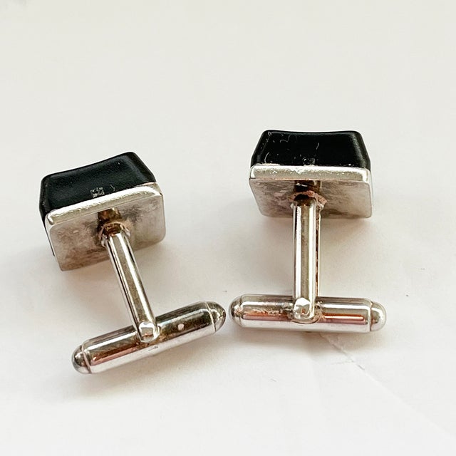 Industrial 1990s Silver & Black Computer Key Cufflinks, A Pair For Sale - Image 3 of 5