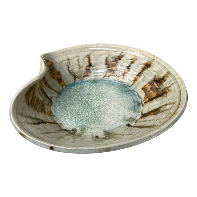 Mid-Century Japanese Organic Ceramic Art Bowl, 1960s For Sale