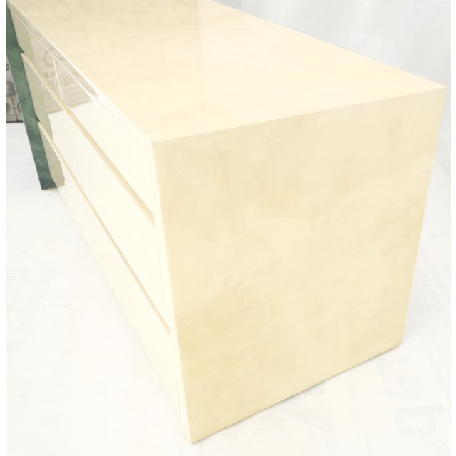 Two Part Side by Side Racetrack Buffed Lacquered Goatskin Dresser Credenza Mint! For Sale - Image 16 of 18