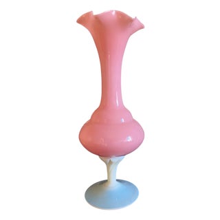 Large Italian Bohemian Pink Opaline Vase, 1960s For Sale