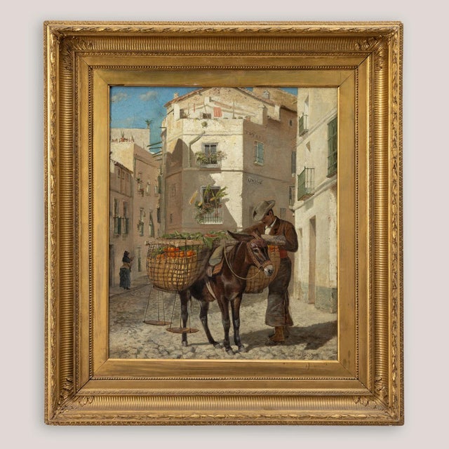 Seville William Logsdail, The Orange Seller, Calle Conteros, 1800s, Oil Painting on Canvas For Sale - Image 3 of 8