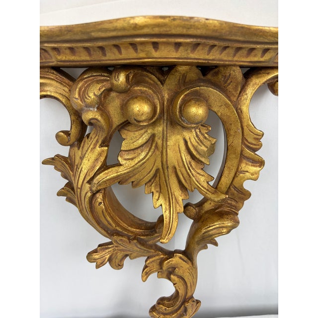 Late 20th Century Pair of Giltwood Acanthus Leaf Wall Brackets | Neoclassical Style For Sale In Greensboro - Image 6 of 12