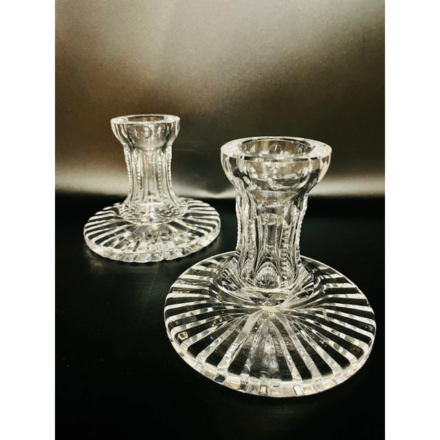 Contemporary Late 20th Century Waterford Pair of Crystal Candle Holders For Sale - Image 3 of 12