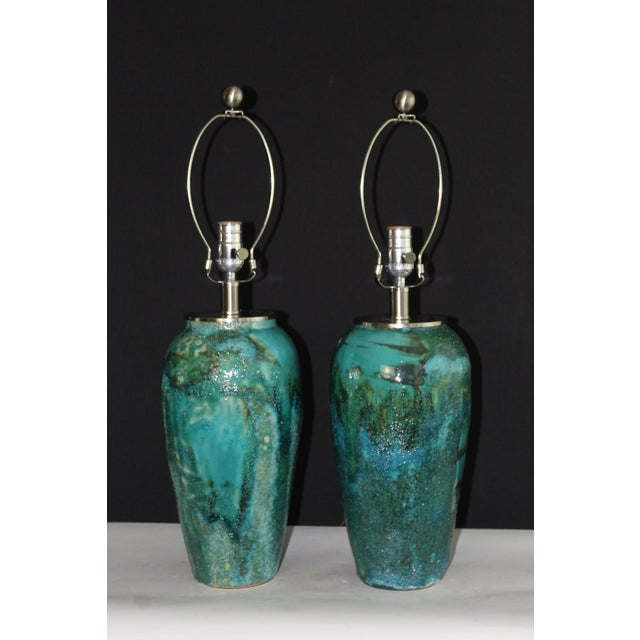 Mid 20th Century Mid Century Modern Aldo Londi Style Ceramic Lamps. For Sale - Image 10 of 11