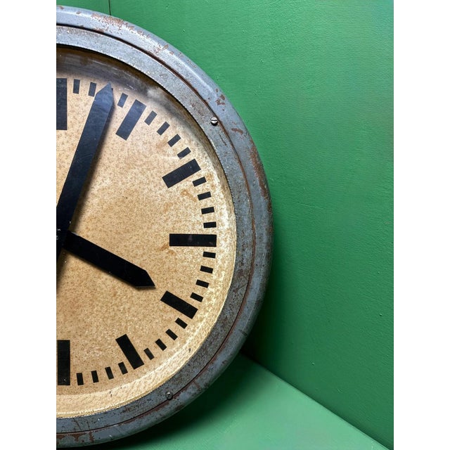 Gray Large German Pre War Railway Clock, 1930s For Sale - Image 8 of 9