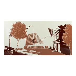 Late 20th Century Street Scene Porcelain Sign For Sale