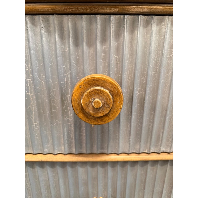 Early 21st Century Guild Master Distressed Blue Reeded 4-Drawer Chest of Drawers For Sale - Image 5 of 8