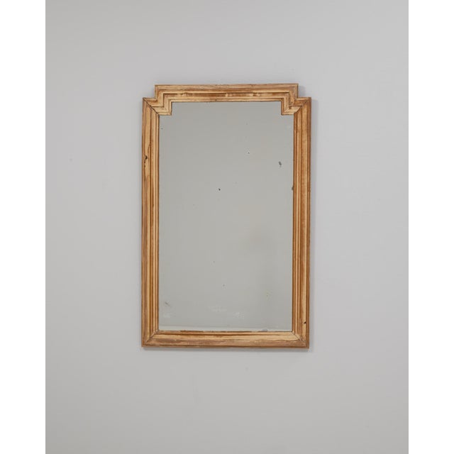 Wood 1900s French Geometric Stepped-Frame Wooden Wall Mirror For Sale - Image 7 of 18