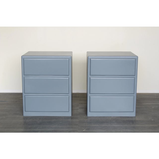 Pair of Mid Century Gray Commodes For Sale - Image 4 of 5
