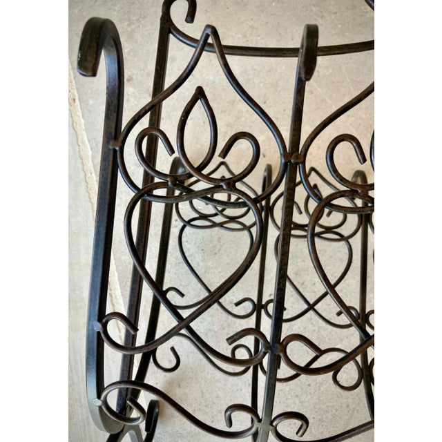 Onyx Late 20th-Century Iron & Steel Marrakech Trellis-Inspired Design Distressed Media Rack For Sale - Image 8 of 12