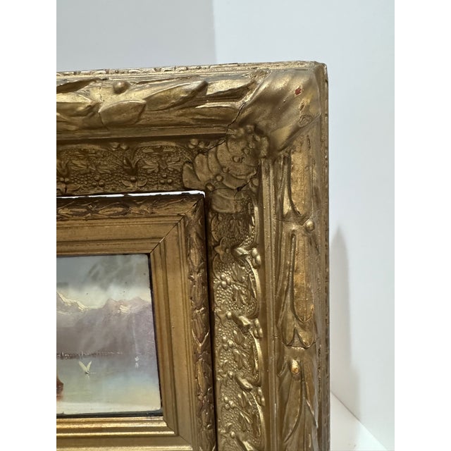 Wood Early 20th Century Alpine Landscapes, Mer De Glace, Chamonix, Pair of Gilt-Framed Paintings For Sale - Image 7 of 9