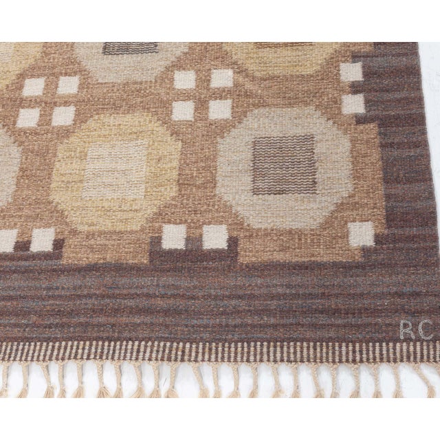 Doris Leslie Blau Vintage Swedish Flat Weave Rug by Rakel Carlander For Sale - Image 4 of 8