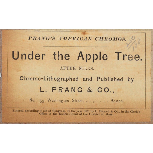 Paper "Under the Apple Tree", Figurative Chromolithograph After George Niles, 188/250 by Louis Prang For Sale - Image 7 of 7