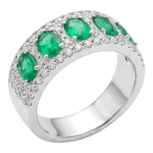Natural 18k Gold Emerald Halo Ring With 1.06ct Diamonds, New