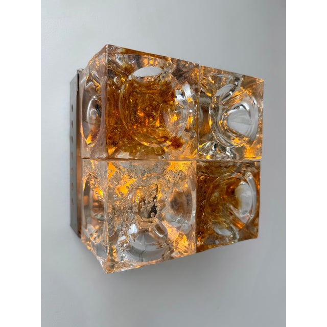 Poliarte 1970s Glass Cube Square Metal Sconces by Poliarte - a Pair For Sale - Image 4 of 12