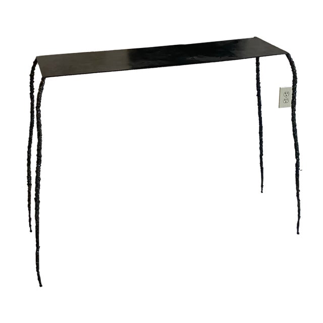 1970s Giacometti Style Metal Patina Console Table For Sale