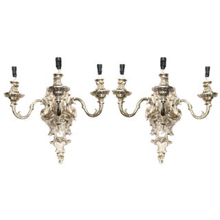 Regency Silver Bronze Wall Lights, Set of 2 For Sale