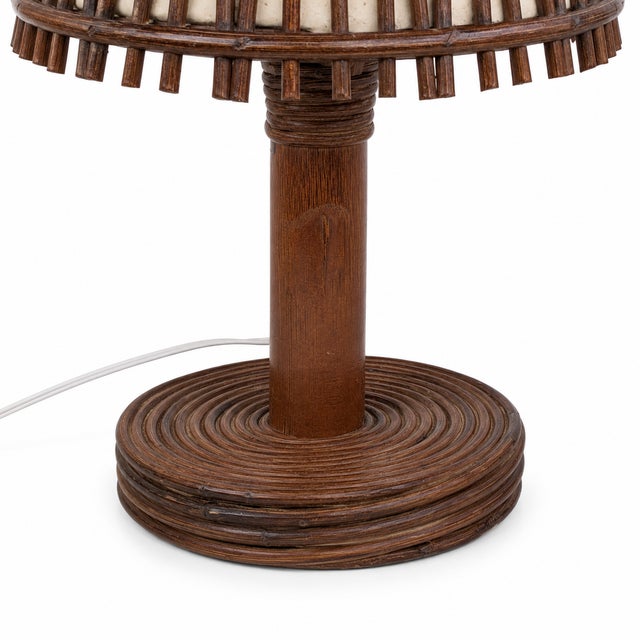 Rustic Stained Cane Table Lamp, 1960s For Sale - Image 3 of 10