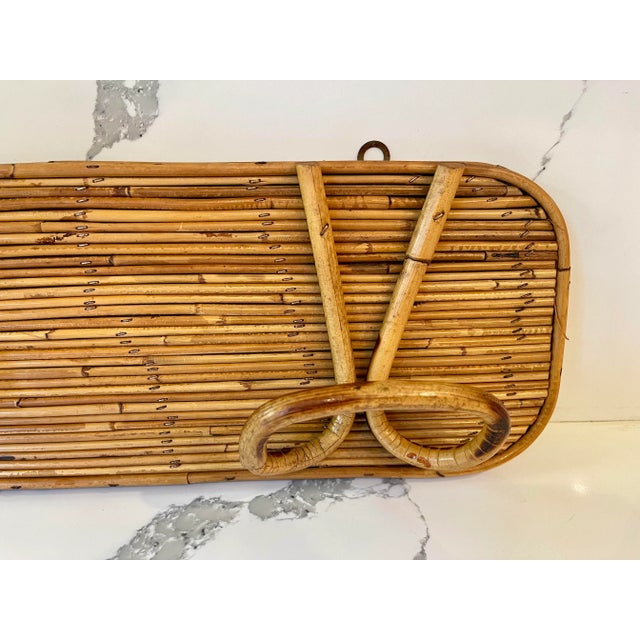 Gabriella Crespi Italian Reed and Bamboo Coat Rack, Wall Mount, Style of Gabriella Crespi 1950s Italian Mid Century For Sale - Image 4 of 6