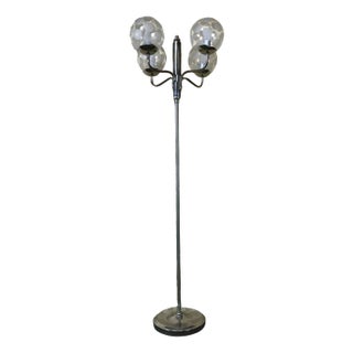 Mid-Century Space Age Floor Lamp in Metal & Glass For Sale