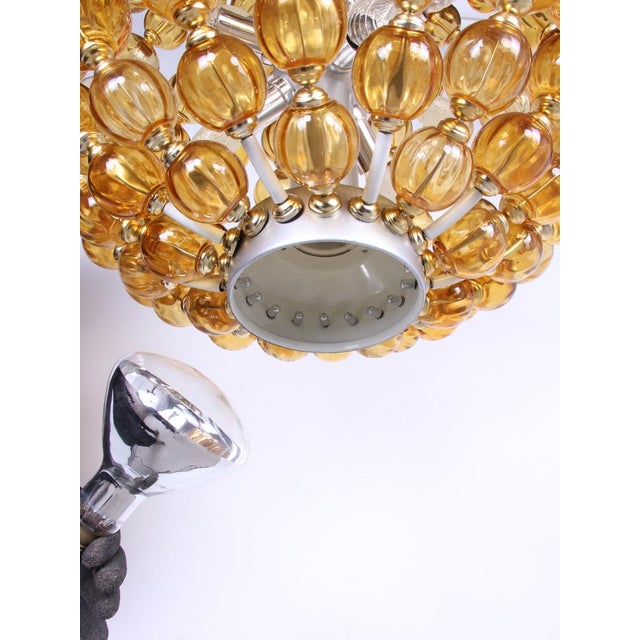 Handcrafted Ballroom Chandelier with Amber Glass Balls from VEB Deutsche Werkstätten Hellerau, Germany, 1960s For Sale - Image 8 of 12