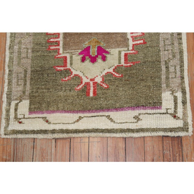 Mid 20th Century Quirky Turkish Anatolian Rug Mat - 2' x 2'11" For Sale - Image 4 of 18