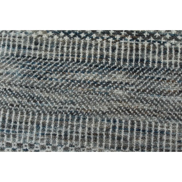 Fine Contemporary Rug 8'2'' X 10'2'' Blue Ivory Wool Hand-Knotted Carpet For Sale - Image 9 of 12