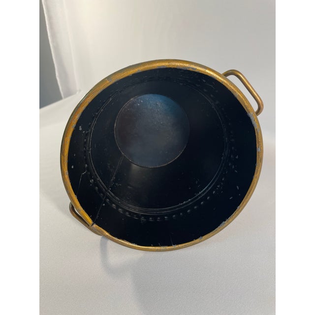 Vintage French Black and Gold Tole Cachepot For Sale - Image 9 of 12