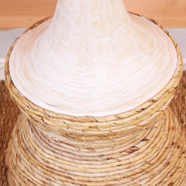 Cream Mina Round Oak Wood Side Table For Sale - Image 8 of 9