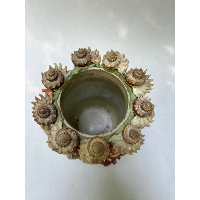 Mid 20th Century Vintage Seashell Encrusted Glass Vase For Sale - Image 5 of 7