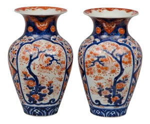 Japanese Imari Open Vases, circa 1870 - a Pair