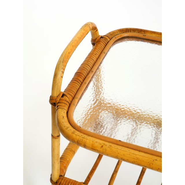 Italian Bamboo Side Table with Iced Glass Top, 1960s For Sale - Image 13 of 18