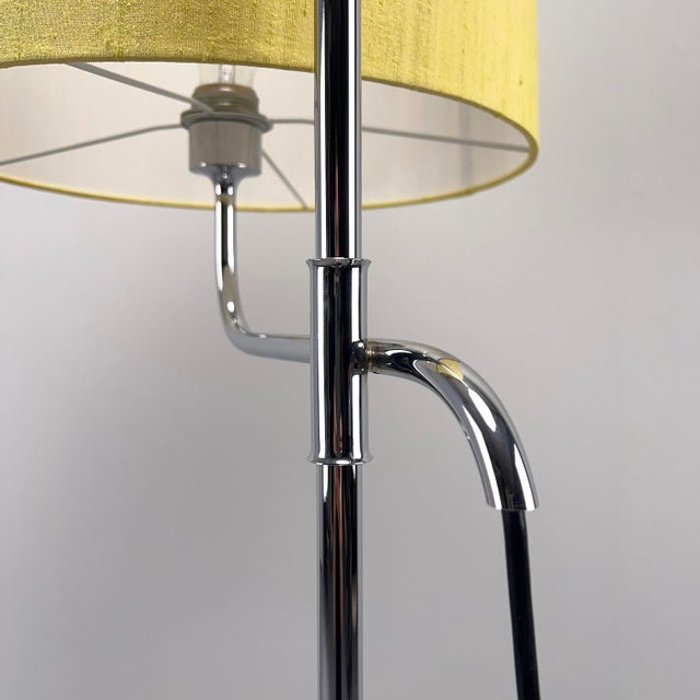 Minimalist Floor Lamp with Yellow Shade in Dupioni Silk by Florian Schulz, Germany, 1970s For Sale - Image 10 of 13