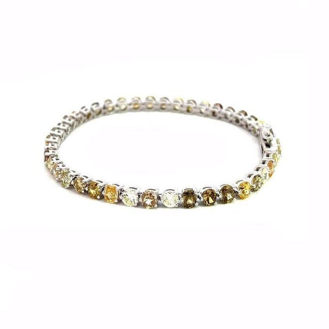 Diamonds Tennis Bracelet Multicolor Natural Color Round Oval and Cushion 8ct For Sale - Image 4 of 8