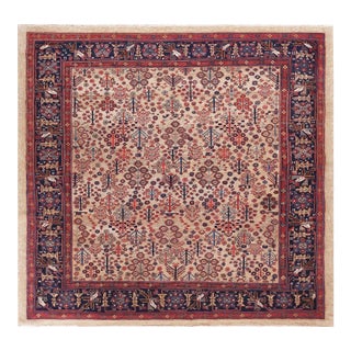 1880s Multicolor Tree of Life Tribal Shrub n.w Antique Bakshaiesh Rug Square Carpet For Sale