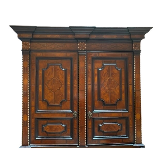 Alfonso Marina Brussels II Brittany Ebony Inlaid Armoire Linen Press.