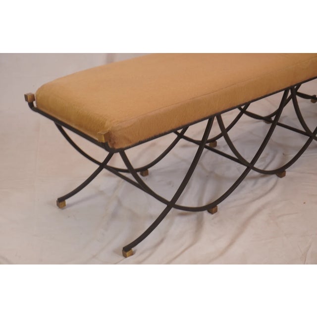 Arteriors Felice Iron Brass Alpaca Bench For Sale In New York - Image 6 of 8