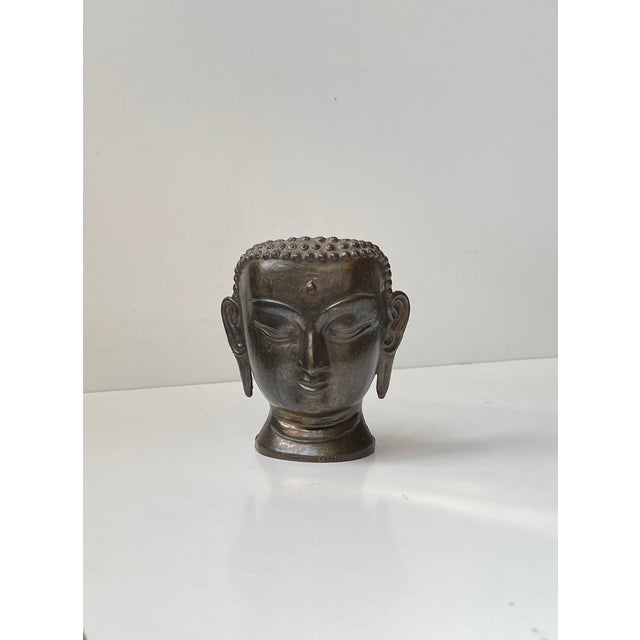 Vintage Siddhartha Gautama Buddha Head in Brass from Robert Laffont Editions, 1980s For Sale - Image 10 of 10