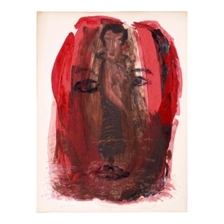 "Locked Out" - A Face and a Figure in Acrylic on Paper by Ricardo De Silva For Sale