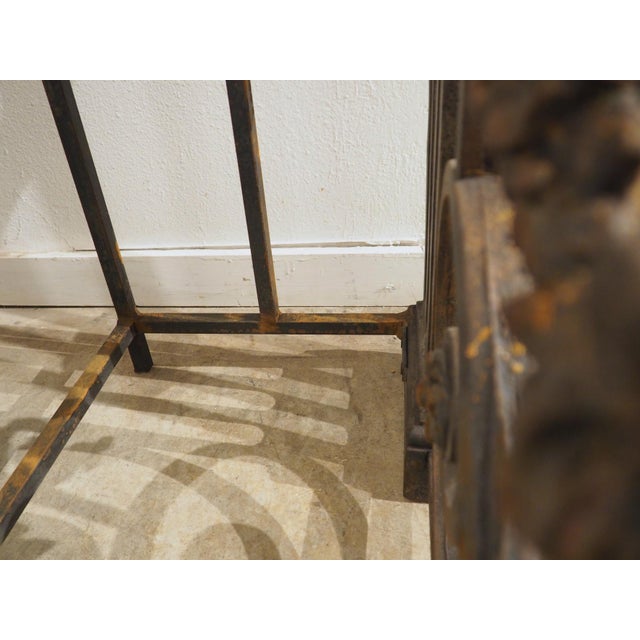 Antique Cast Iron Parisian Balcony Gate Console With Shellstone Top, Circa 1900 For Sale - Image 16 of 17